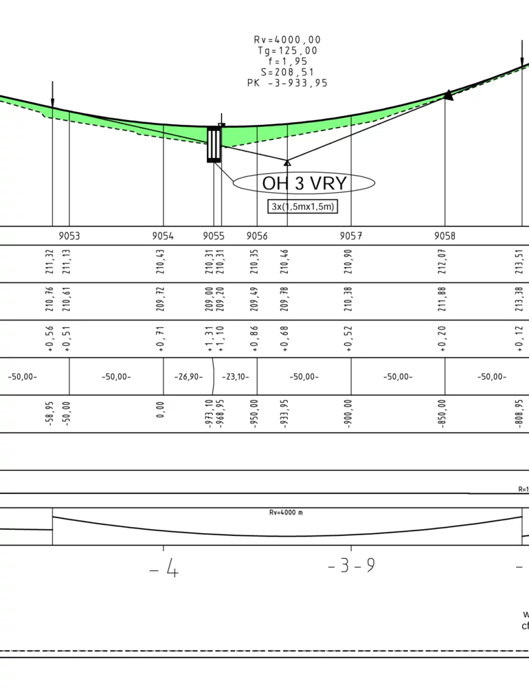 Elevation plan with traverse structure