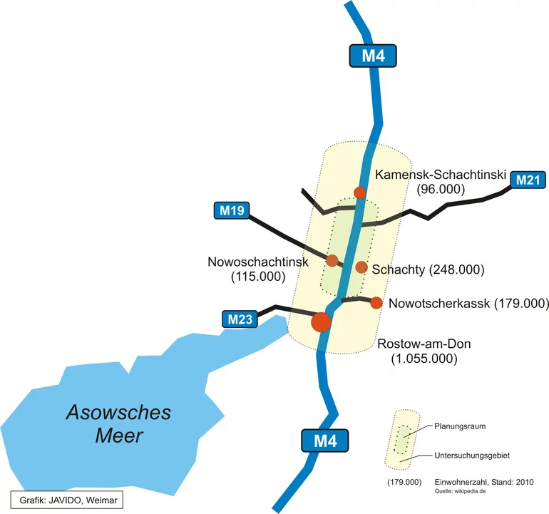 Position of the M-4 within the Russian motorway network. Excerpt from the traffic forecast report.